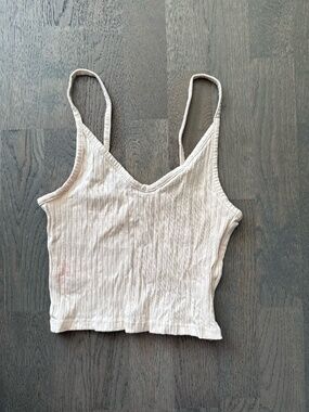 Off-White / Peach / Cream Ribbed Cropped Camisole Tank Top Size XS